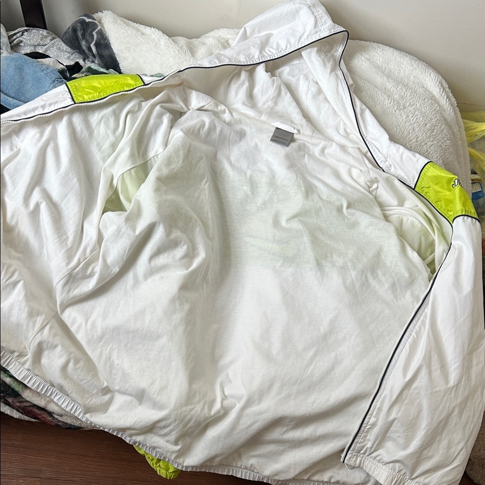 Zara White Hooded Jacket with Black Trim